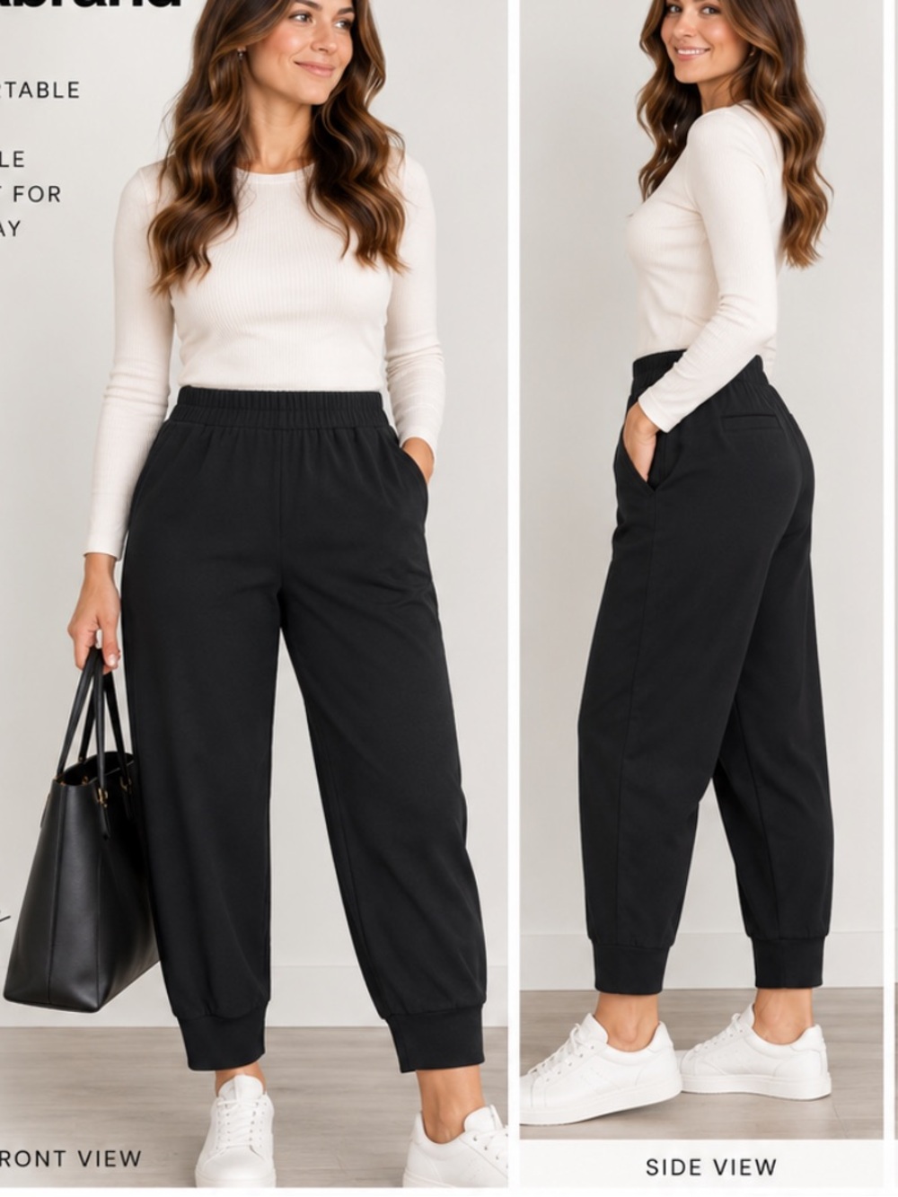 Varley double soft Black Elastic-Waist Jogger Bottoms size m soft fabric